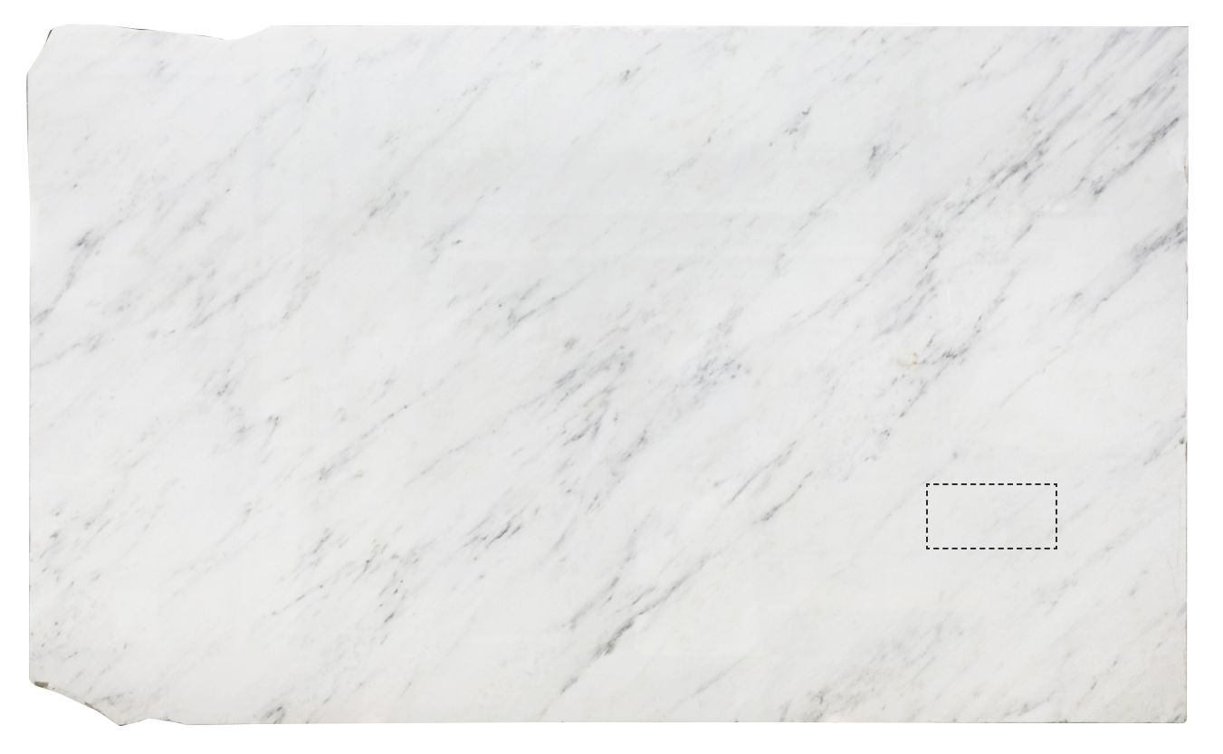 White marble slab with subtle gray veining.