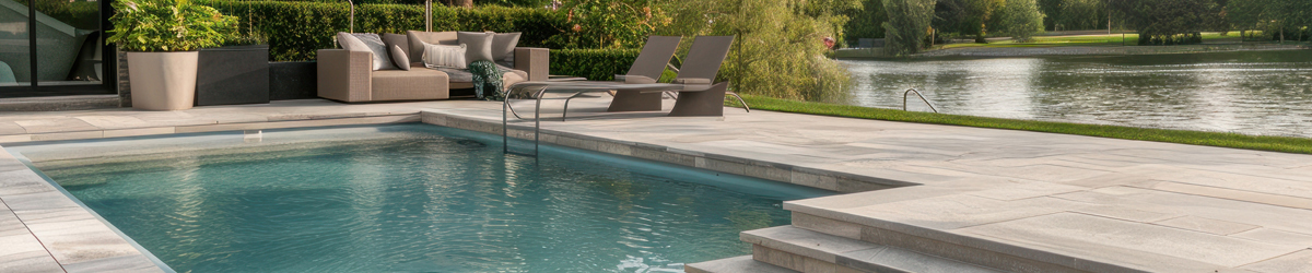 Natural stone pavers for outdoor pool patio