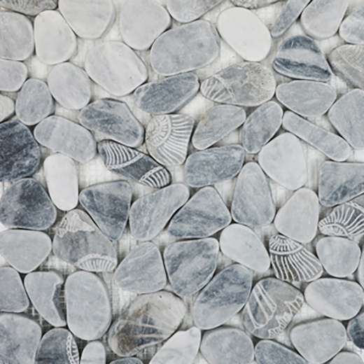 Fossil Imprints Bardiglio Natural Pebbles Mosaic Bardiglio | Stone | Floor/Wall Mosaic