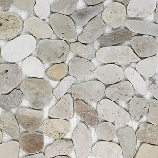 Fossil Imprints Light Natural Pebbles Mosaic Light | Stone | Floor/Wall Mosaic