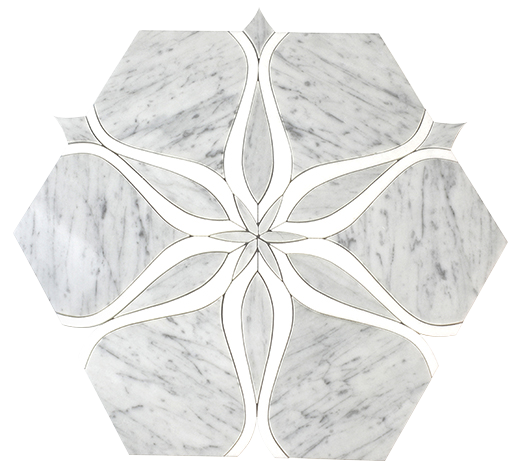 Latica - Gaia Carrara/Thassos Polished Gaia Mosaic | Marble | Floor/Wall Tile