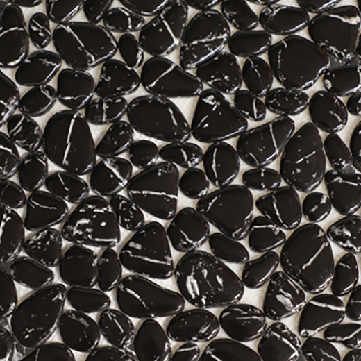Micro Crystal Pebbles Nero Polished Pebbles Mosaic | Glass | Floor/Wall Mosaic