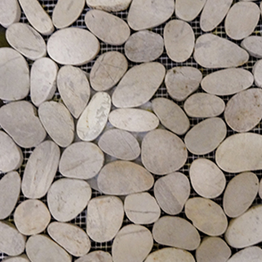 Natural Stone Pebbles Oval/ Light Grey Natural Oval Pebbles Mosaic | Stone | Floor/Wall Mosaic