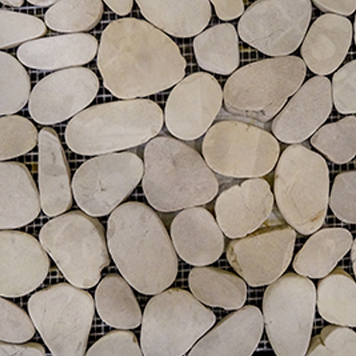 Natural Stone Pebbles Sliced White Natural Oval Sliced Pebbles Mosaic | Stone | Floor/Wall Mosaic