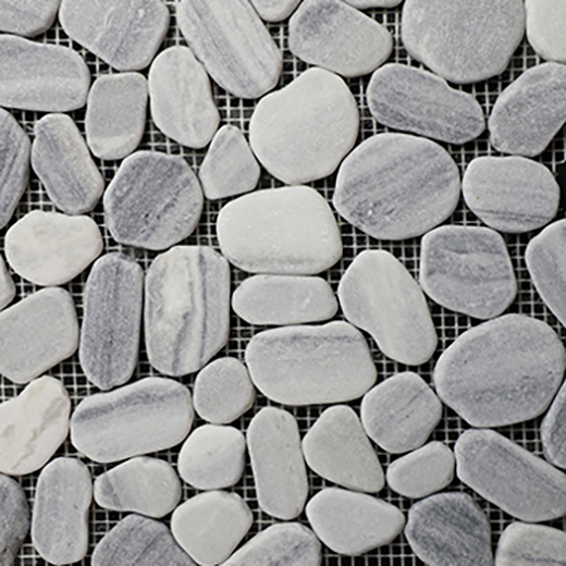 Natural Stone Pebbles Sliced Cloudy Natural Oval Sliced Pebbles Mosaic | Stone | Floor/Wall Mosaic