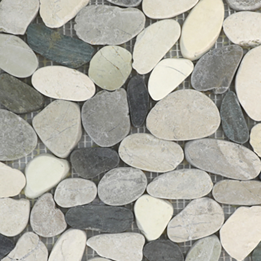 Natural Stone Pebbles Sliced Cool Blend Natural Oval Sliced Pebbles Mosaic | Stone | Floor/Wall Mosaic