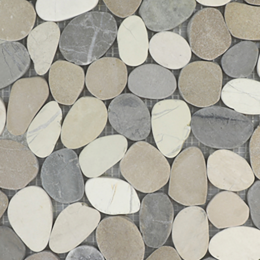 Natural Stone Pebbles Sliced Warm Blend Natural Oval Sliced Pebbles Mosaic | Stone | Floor/Wall Mosaic