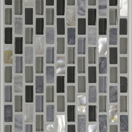 GREY SHELL .3X.75 MINI BRICK | Glass | Wall Mosaic