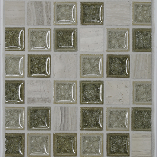 JEWEL CRACKLE GLASS & STN 1X1 | Glass | Wall Mosaic
