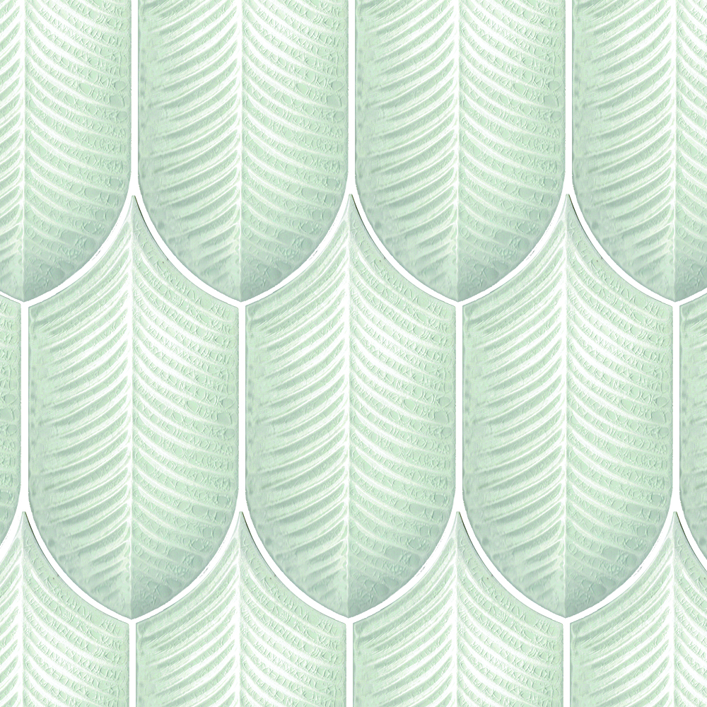 Palmetto Bianco Glossy 4"x8" Leaf | Ceramic | Wall Dimensional