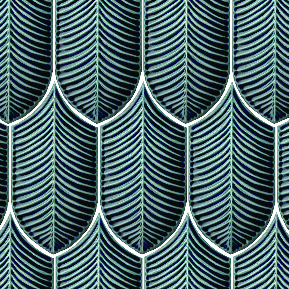 Palmetto Sky Crackle 4"x8" Leaf | Ceramic | Wall Dimensional