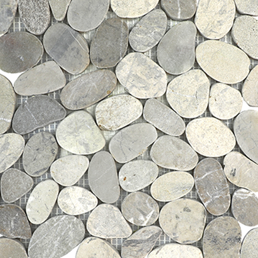 Pebbles Oval/ Light Grey Natural Oval Pebbles Mosaic | Stone | Floor/Wall Mosaic