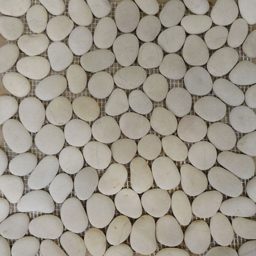 Pebbles Round/ White Natural Round Pebbles Mosaic | Stone | Floor/Wall Mosaic