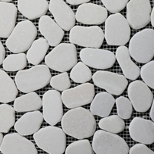 Pebbles Sliced White Natural Oval Sliced Pebbles Mosaic | Stone | Floor/Wall Mosaic