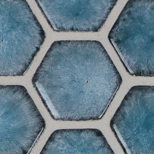 Raku Art Teal Glossy 1 3/8" Hexagon Mosaic | Glass | Wall Mosaic