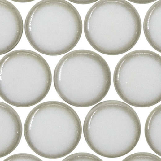 Rounds White Glossy 3/4" Burnt Edge (12"x11" Mosaic Sheet) | Enamel Glass | Wall Mosaic