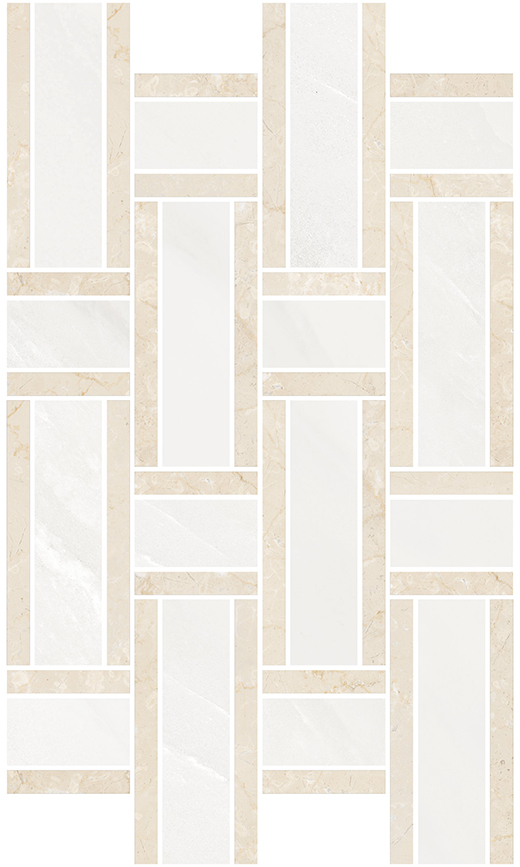 Aosta Botticino Beige Polished Long Basketweave Mosaic | Color Body Porcelain | Floor/Wall Mosaic
