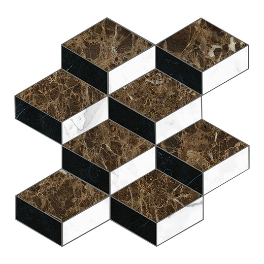 Armanti Emperador Matte Cube Mosaic | Glazed Porcelain | Floor/Wall Mosaic