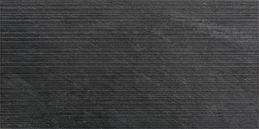 Bedrock Black Natural 12"x24" Lined Deco Black | Color Body Porcelain | Wall Decorative