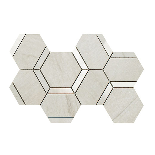 Charm Calacatta Montblanc Mix 5" Hexagon Deco Mix Calacatta Montblanc | Color Body Porcelain | Floor/Wall Decorative Mosaic