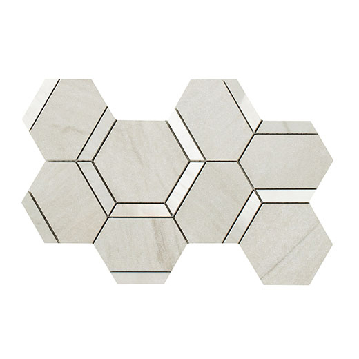 Outlet Charm Calacatta Montblanc Mix 5" Hexagon Deco Mix Calacatta Montblanc | Color Body Porcelain | Floor/Wall Decorative Mosaic