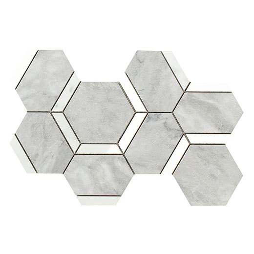 Charm Grigio Versilia Mix 5" Hexagon Deco Mix Grigio Versilia | Color Body Porcelain | Floor/Wall Decorative Mosaic