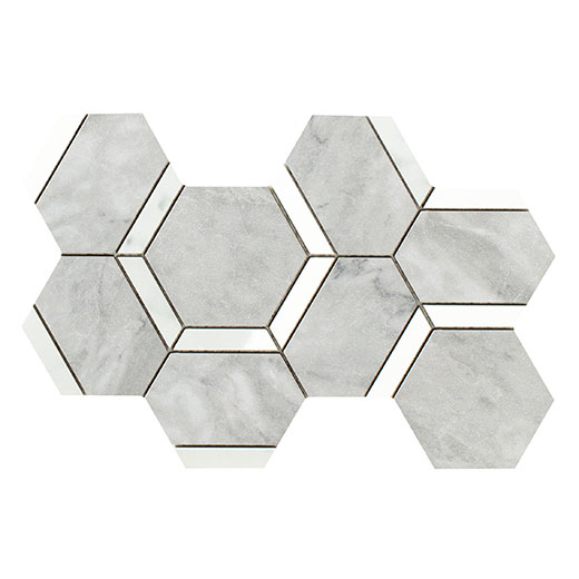 Outlet Charm Grigio Versilia Mix 5" Hexagon Deco Mix Grigio Versilia | Color Body Porcelain | Floor/Wall Decorative Mosaic