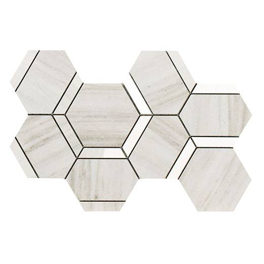 Outlet Charm Helsinki White Mix 5" Hexagon Deco Mix Helsinki White | Color Body Porcelain | Floor/Wall Decorative Mosaic