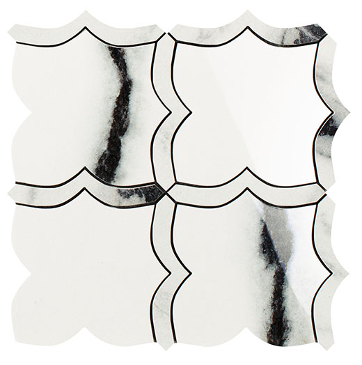 Charm Panda White Mix Arabesque Mosaic Mix Panda White | Color Body Porcelain | Floor/Wall Decorative Mosaic