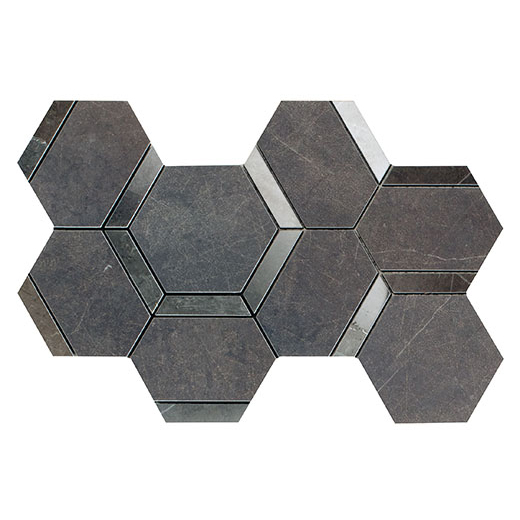 Charm Pietra Grey Mix 5" Hexagon Deco Mix Pietra Grey | Color Body Porcelain | Floor/Wall Decorative Mosaic