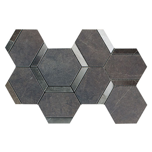 Outlet Charm Pietra Grey Mix 5" Hexagon Deco Mix Pietra Grey | Color Body Porcelain | Floor/Wall Decorative Mosaic