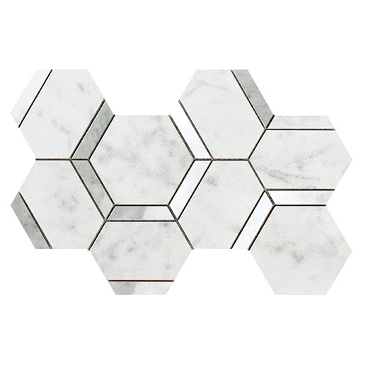 Charm Statuarietto Mix 5" Hexagon Deco Mix Statuarietto | Color Body Porcelain | Floor/Wall Decorative Mosaic