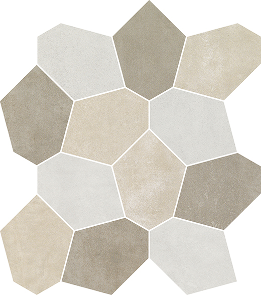 City Malibu White Natural Polygon Mosaic Warm Mix | Color Body Porcelain | Floor/Wall Decorative Mosaic