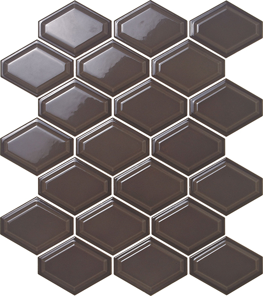 Outlet Contempo Graphite Glossy Beveled Out Mosaic Graphite | Ceramic | Wall Mosaic