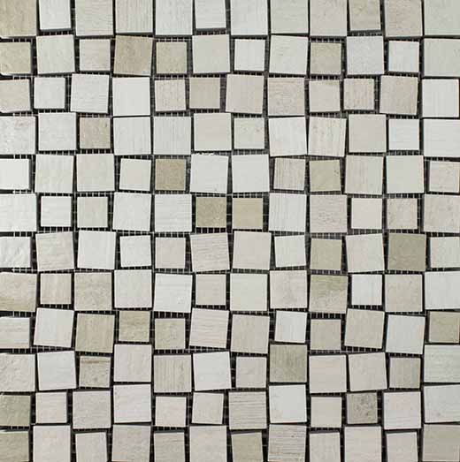 Demure Bianco Natural 12"x12" 2D Mix Mosaic Caldo | Glazed Porcelain | Floor/Wall Decorative Mosaic