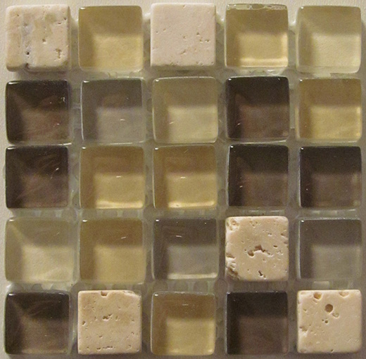 GMB .58X.58 BEIGE MIX W/TRVT | Glass | Wall Mosaic
