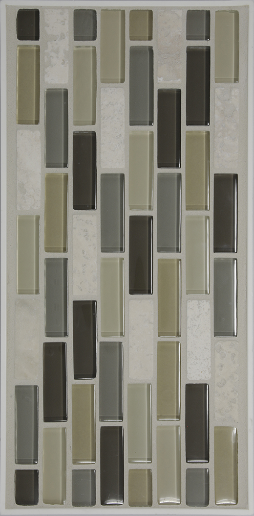 GMB .58X1.8 BEIGE MIX W/GLASS | Glass | Wall Mosaic
