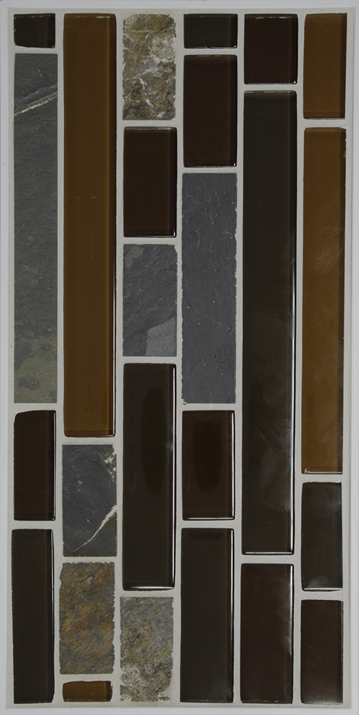 GSL SERIES RANDOM BRICK MOSAIC  SLATE/COPP/BROWN MIX | Glass | Wall Mosaic