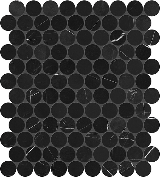 Galaxia Nero Polished 1.25" Penny Ro-nd | Marble | Floor/Wall Mosaic
