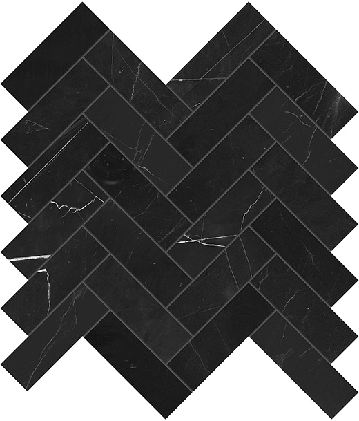 Galaxia Nero Polished 1.25"x4" Herringbone | Marble | Floor/Wall Mosaic