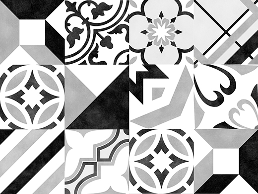 Gallery Black Natural 6"x6" Deco Patchwork BW | Glazed Porcelain | Floor/Wall Tile Decorative Mix
