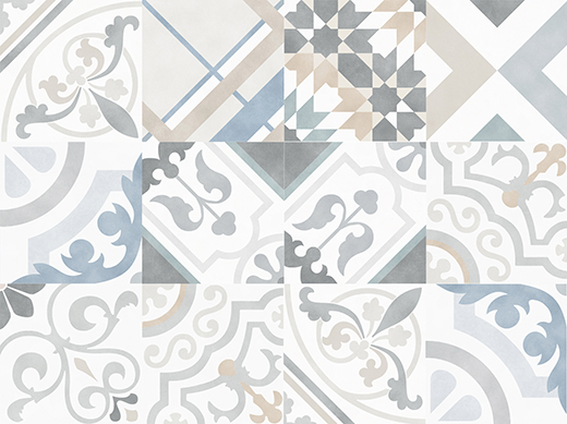 Gallery White Natural 6"x6" Deco Patchwork | Glazed Porcelain | Floor/Wall Tile Decorative Mix