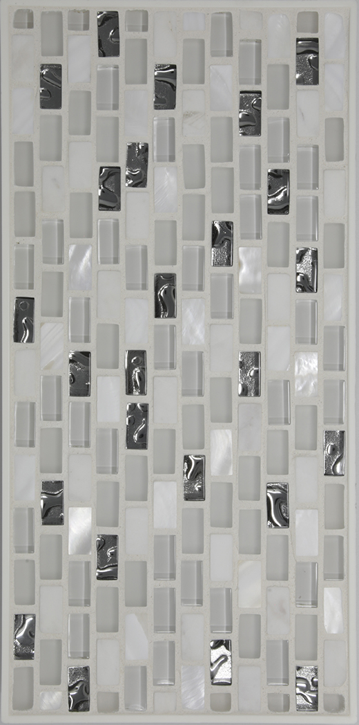 WHITE SHELL .3X.75 MINI BRICK | Glass | Wall Mosaic