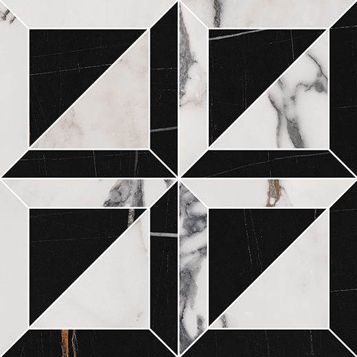 Indalgo Arabescato Polished 6"x6" Mosaic Deco Arabescato Mix | Color Body Porcelain | Floor/Wall Mosaic