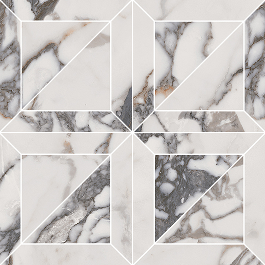 Indalgo Arabescato Polished 6"x6" Mosaic Deco Arabescato | Color Body Porcelain | Floor/Wall Mosaic