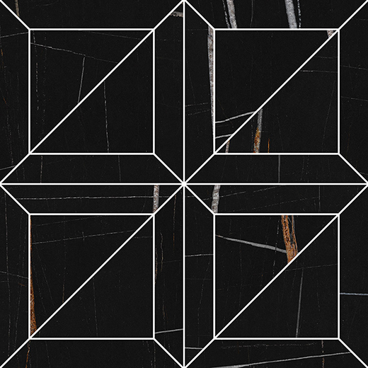 Indalgo Sahara Noir Polished 6"x6" Mosaic Deco Sahara Noir | Color Body Porcelain | Floor/Wall Mosaic