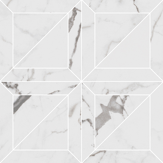 Indalgo Statuario Polished 6"x6" Mosaic Deco Statuario | Color Body Porcelain | Floor/Wall Mosaic