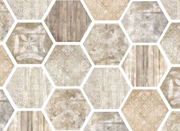 Outlet Lexington Taupe Matte 18"X14" Hexagon Taupe | Porcelain | Floor/Wall Decorative