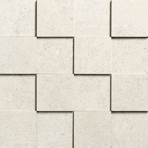 Majesty Avorio Natural 3"x3" (12"x12" 3D Mosaic Sheet) Avorio | Glazed Porcelain | Wall Dimensional