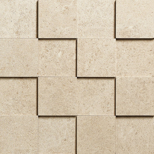 Majesty Beige Natural 3"x3" (12"x12" 3D Mosaic Sheet) Beige | Glazed Porcelain | Wall Dimensional